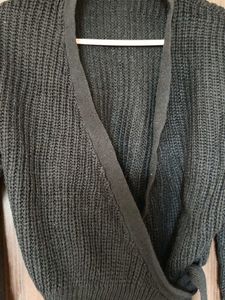 Chic Black Wrap Knit Sweater