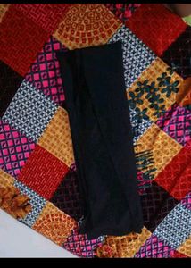 Elegant Black Kurta with Geometric Detail