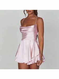 Satin Tiered Mini Dress
