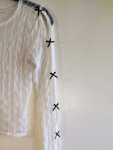 Semi Sheer Bow Top