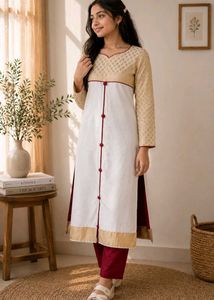 Elegant White & Gold Ethnic Kurta Set
