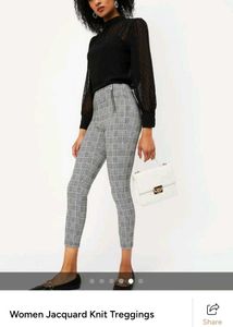 Plaid Zipper Detail Treggings