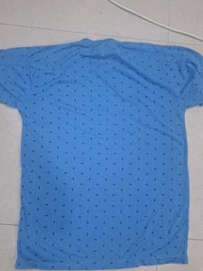 Blue Printed Crew Neck T-Shirt