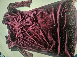 Elegant Velvet Embroidered Kurta