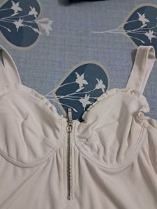 Chic White Ruched Bodysuit