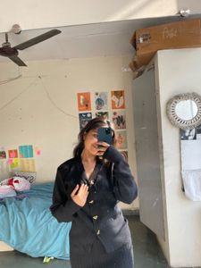 Cute Black Cardigan w/ Gold Hearts