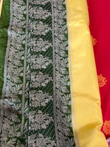 Beautiful Yellow Saree with Green Border