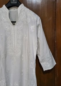 Chikankaari White Kurti