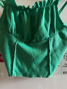 Green Ribbed Camisole Top