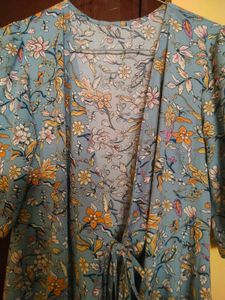 Blue Floral Print knot tie dress