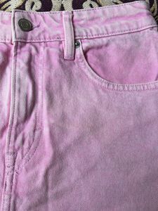 H&amp;M Pink Denim Mini Skirt