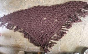 Poncho Style Knitted Scarf with Fringe