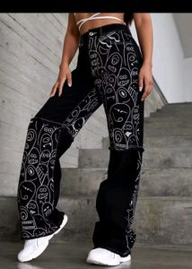 Brand New Printed Wide Leg Denim Jeans
