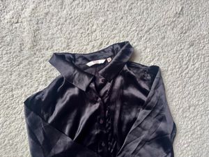 Satin Button-Up Shirt