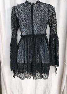 1139. Black Lace Bell Sleeve Mini Dress