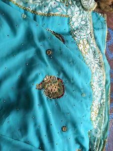 Beautiful Teal Embellished Saree
