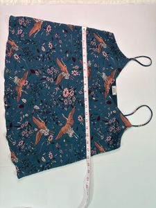 Bohemian Teal Crane Print Camisole Top