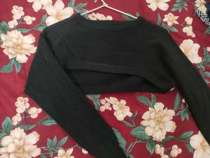 Black Crop Cardigan Top