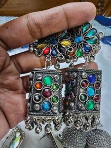 Boho Ethnic Jhumka Earrings &amp; Bangle Set