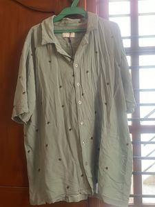 Sage Green Embroidered Button-Down