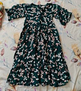 Green Floral Maxi Dress for girls