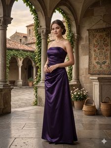 Elegant Strapless Purple Gown plus size