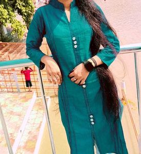 Elegant denim Button-Down Kurti