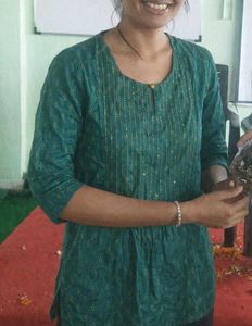 Teal Green Kurti with Gold Print
