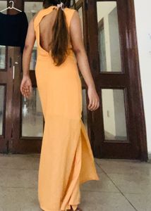 Slit Backless Gown With Lining Miss Chase