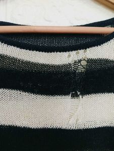 Striped Distressed Knit Sweater