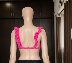 Hot Pink Ruffle Bikini Top