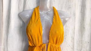 Yellow Halter Neck Peplum Top