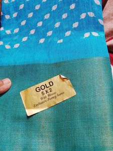 Brand New Blue Saree with White Motifs