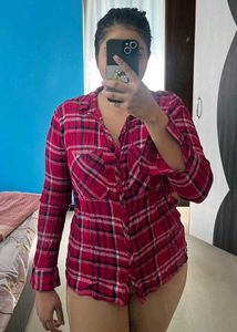 Pink Plaid Button-Up Shirt