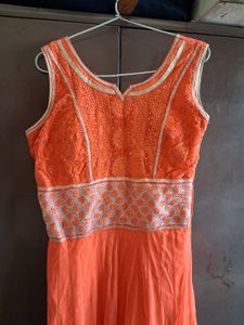Elegant Orange Anarkali Suit Set