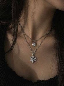 Layered Silver Flower Necklace