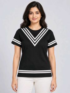 Black Striped V-Neck T-Shirt