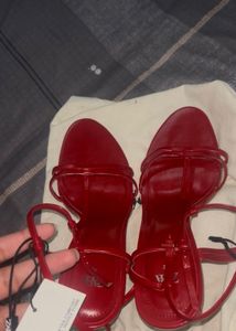 Red Strappy Stiletto Heels