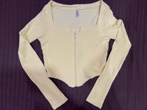Yellow Zip-Up Corset Top from Vivid Artsy (M)