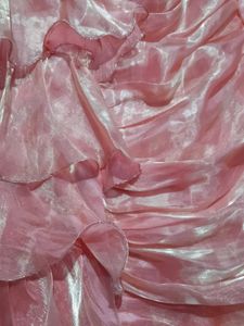 Stunning Pink mid-length Ruffled Gown