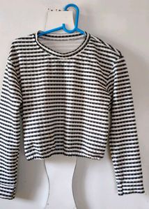 Striped Long Sleeve Cropped Top