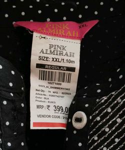 Black Polka Dot Ethnic Short Kurta/Top XXL