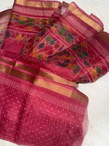 Elegant Pink Woven Silk Saree
