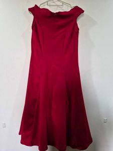 only 1 time used Elegant Red Gown with Floral Deta