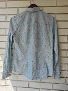 Light Blue Polka Dot Button-Up Shirt
