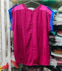 Chic Magenta &amp; Blue Cap Sleeve Top