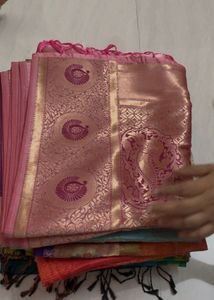 Elegant Teal Silk Saree with Gold Border