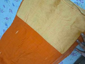 Elegant Orange Saree with Golden Border