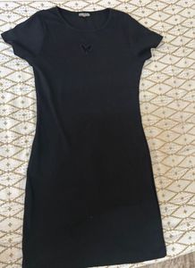 Black Ribbed Bodycon Dress