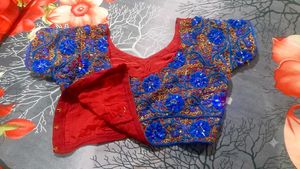 Elegant Red Saree with Gold dubka work
